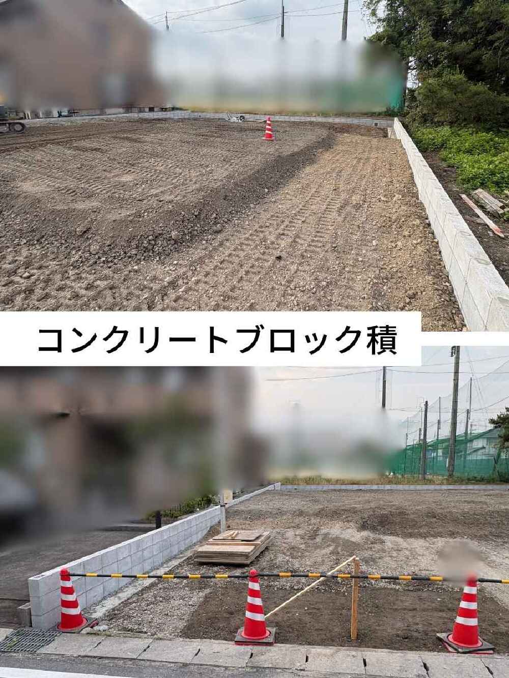 大垣市I様邸の新築工事に伴うコンクリートブロック積工事の様子