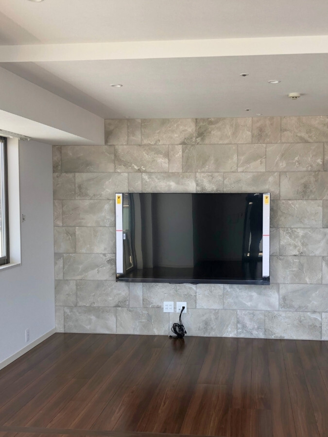 マンションLDKリノベーション エコカラットサンティエアイボリーのテレビ壁面