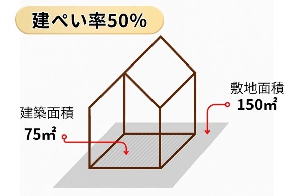 建ぺい率50％図解